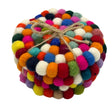 Felt Ball Round Coasters - Multi colour (set of 4) - SHAMTAM.COM