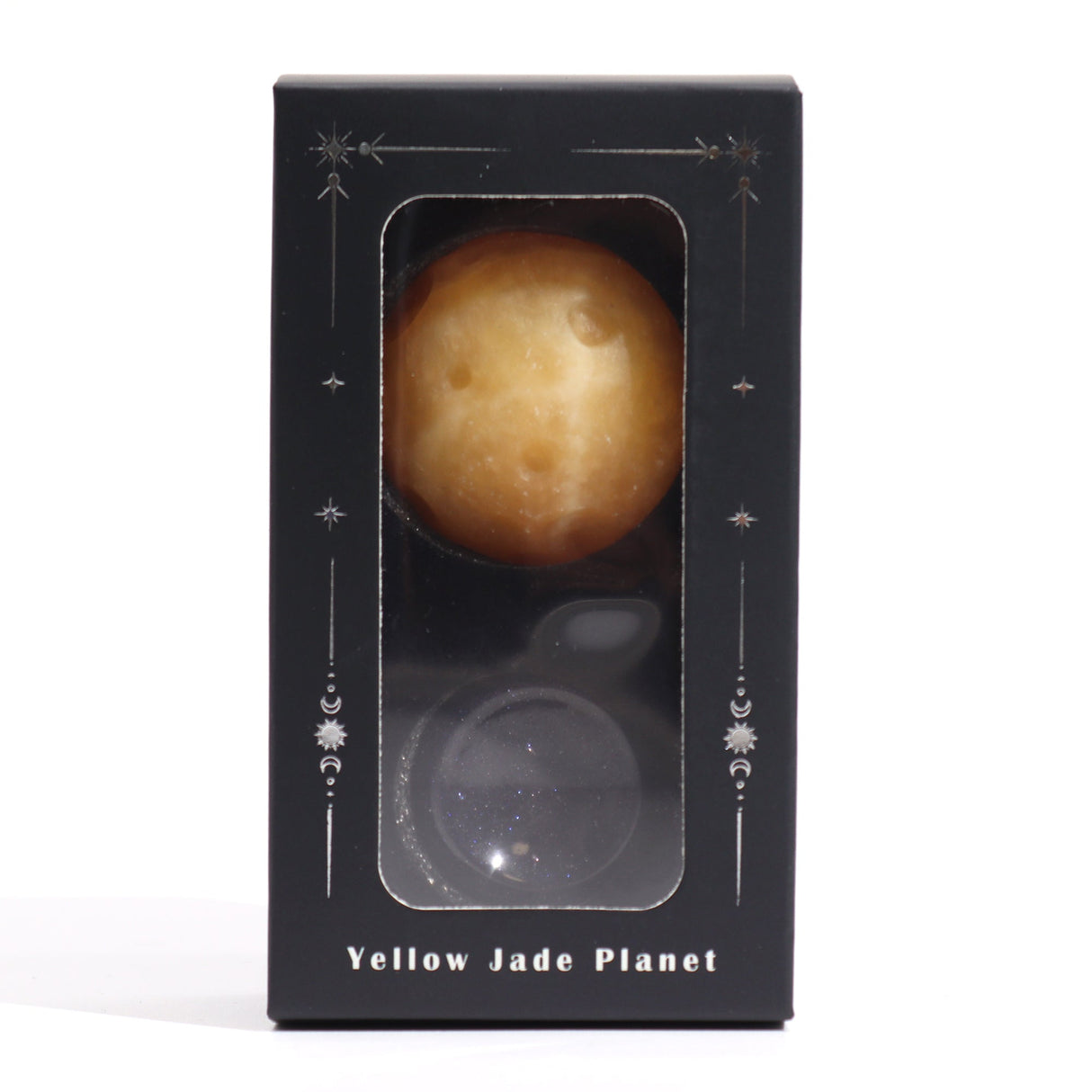 Yellow Jade Planet on a Sola Goldstone Stand (SATURN) - SHAMTAM.COM