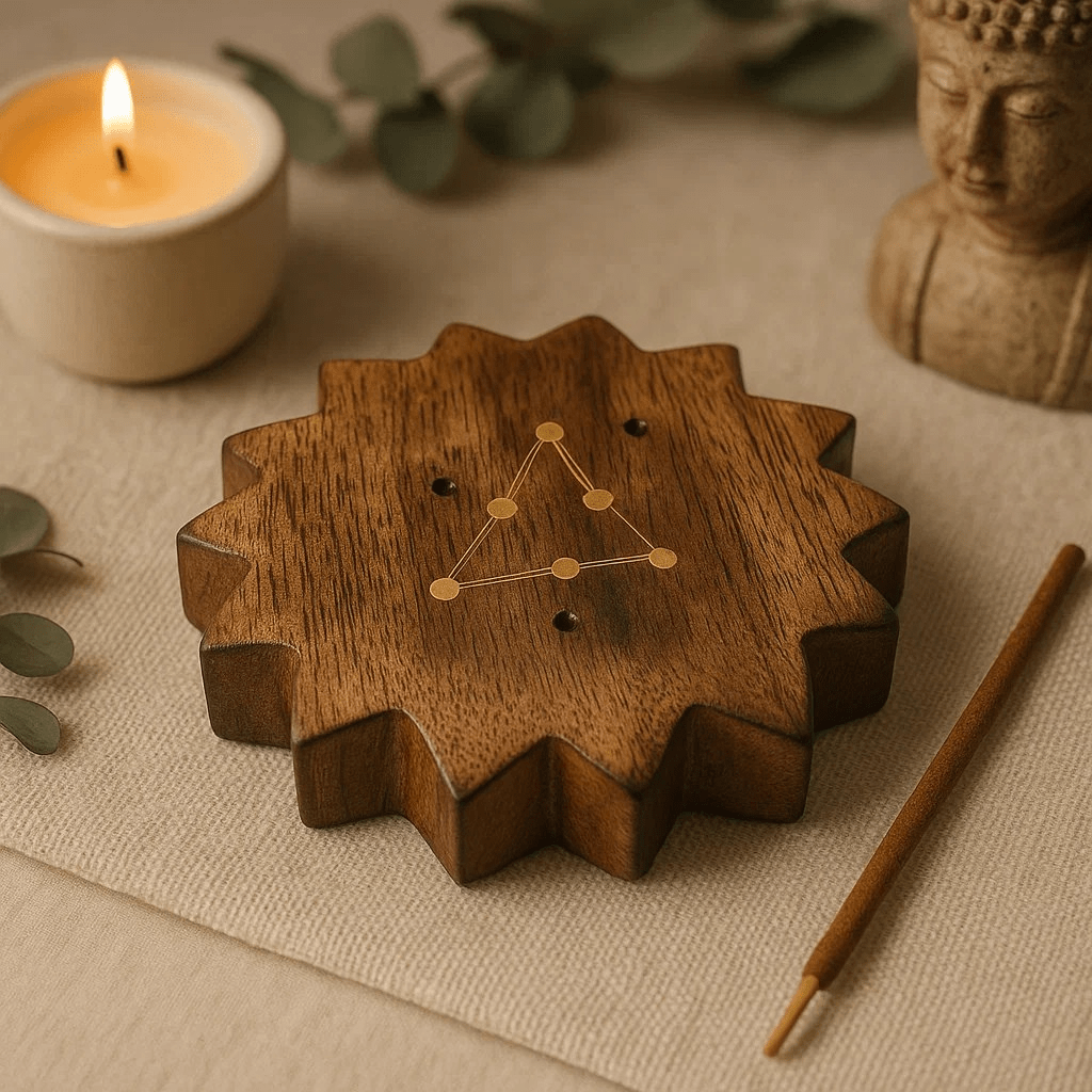 Zodiac Incense Burner Engraved Brass Sun - SHAMTAM.COM