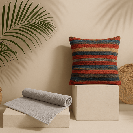Boho Rugs - Indian Cotton, Seagrass & Velvet Collection - SHAMTAM