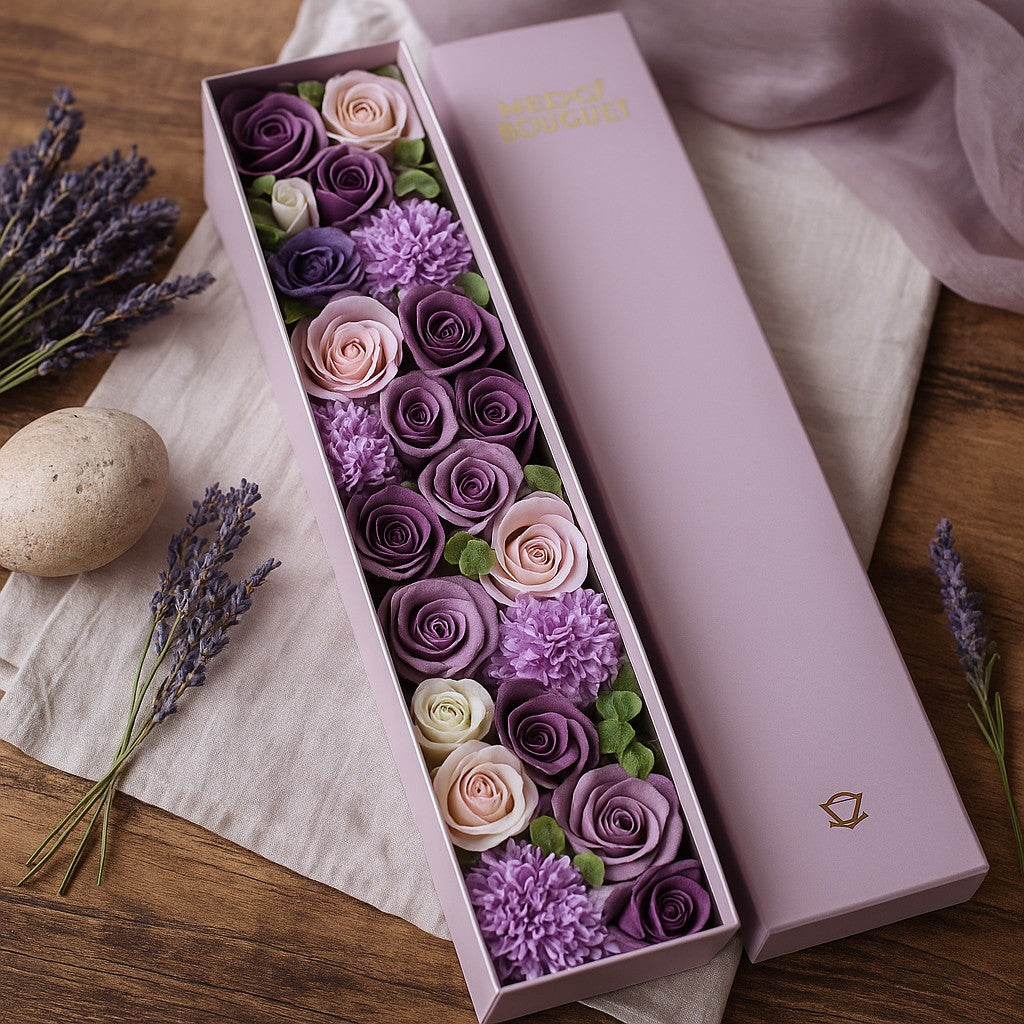 Flores de Sabão Extra Longas Rosa de Lavanda e Cravo