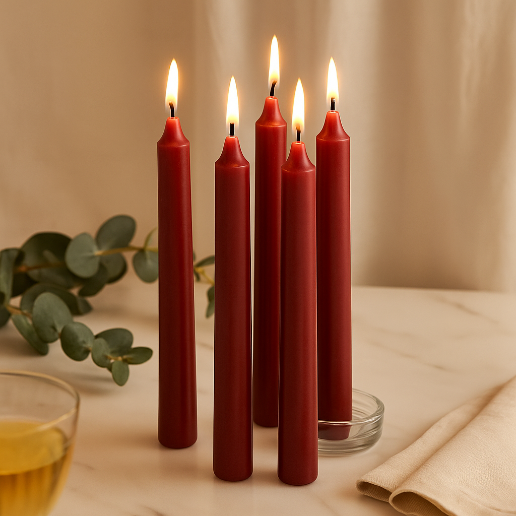 Dinner Candles Bordeaux, Set of 5