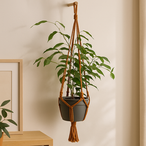 Macrame Pot Holder Classic Chocolate Medium