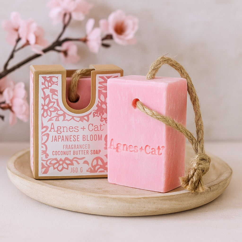 Saponetta con cordoncino, Fioritura Giapponese