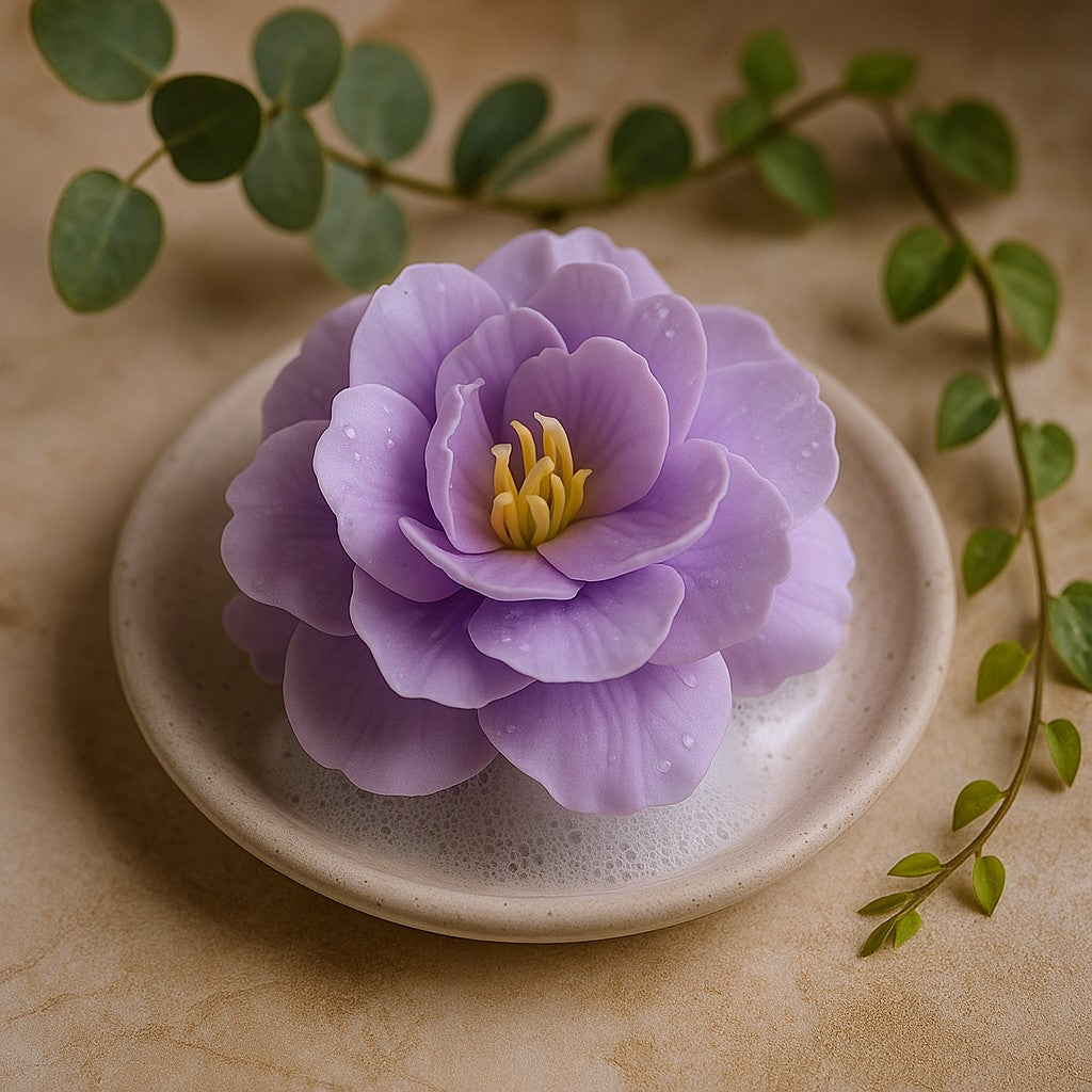 Flor de Sabão Pequena Peônia Roxa - 10 Peças