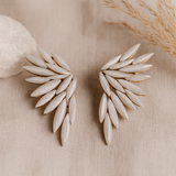 Angel Wing Iridescent Opal Glass Stud Earrings