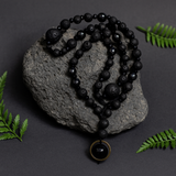 Black Lava Stone Mala Pendant Necklace