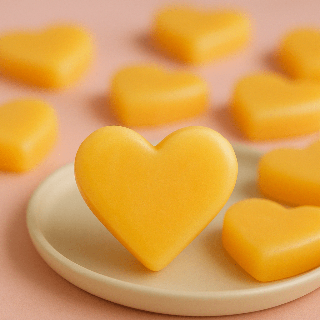 Saponi per ospiti a forma di cuore al pompelmo confezione da 10