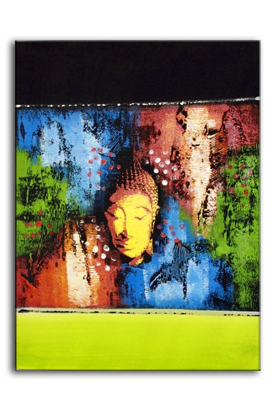 Buddha abstrakti taide vihreä pitkä 60x80 cm
