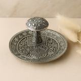Antique Silver Mushroom Incense Holder Ring Dish
