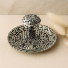 Antique Silver Mushroom Incense Holder Ring Dish