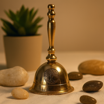 Cloche d'autel Arbre de Vie en laiton artisanale 7 cm