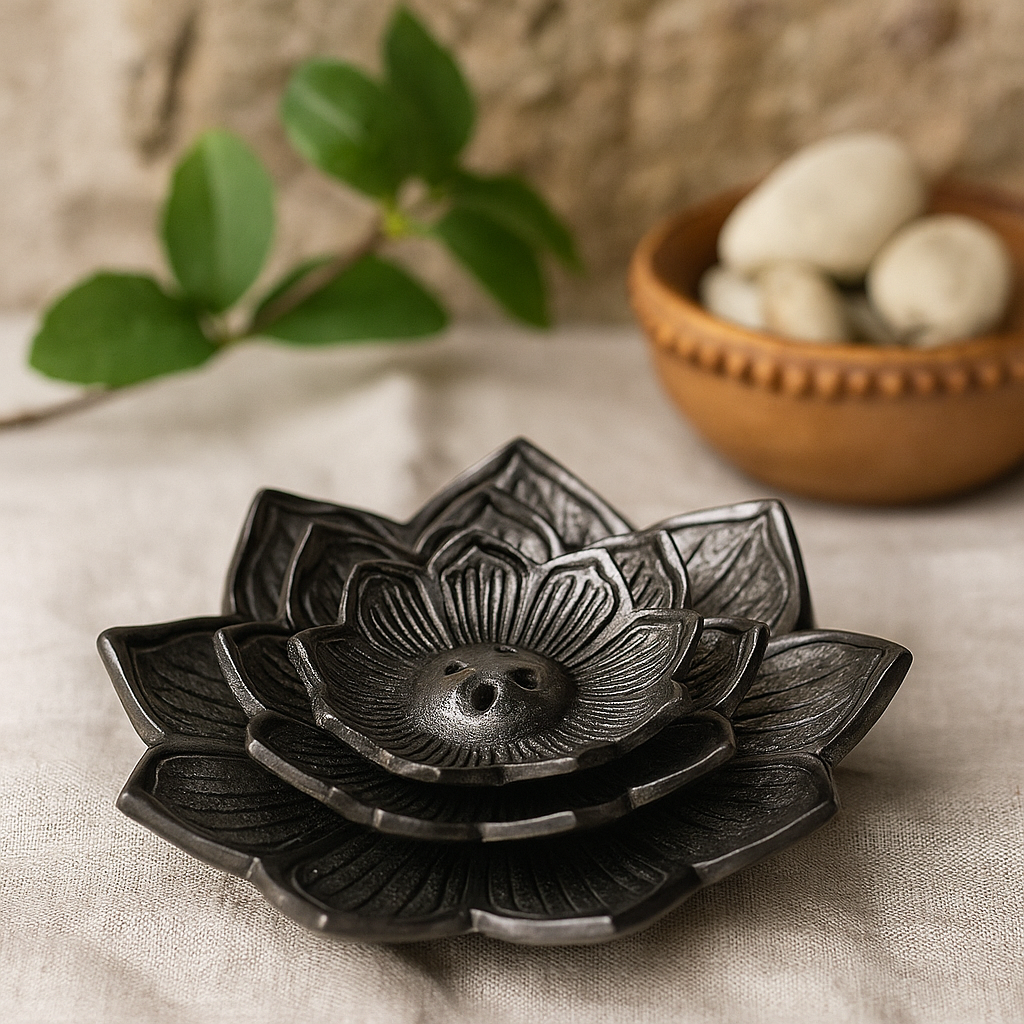 Lotus Flower Multi‑Stick Incense Holder Ash Catcher