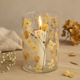 Recycled Pressed Flower Glass Vase Candle Holder 19x11cm