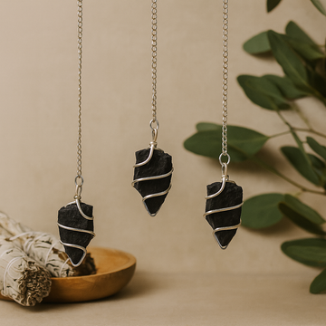 Black Agate Crystal Pendulum Raw