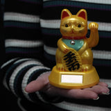 Maneki Neko Heldig Kat Figur Solcelledrevet