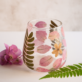 Botanical Recycled Glass Tealight Candle Holder Vase 12x11cm