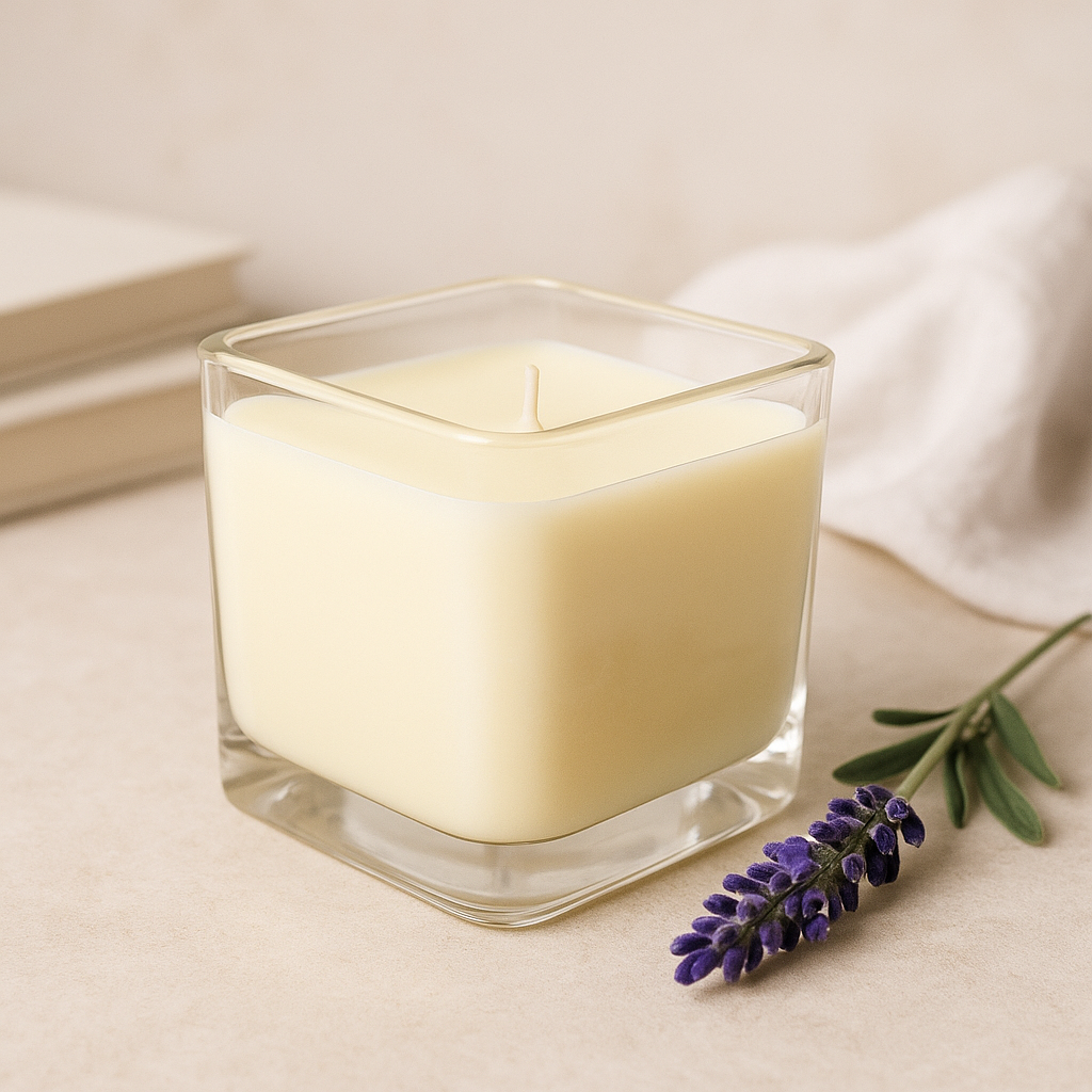 Sójová vosková sviečka v skle Biela etiketa Domáca pekáreň