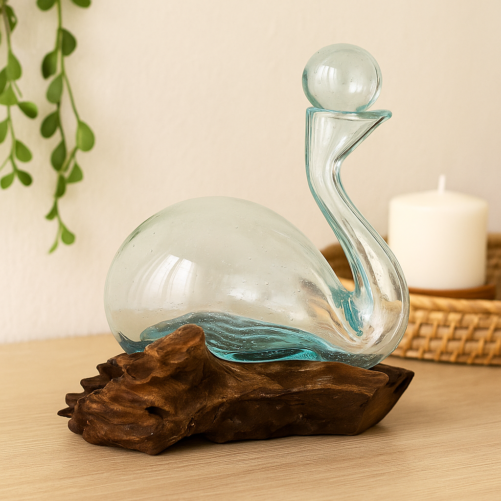Handblown Molten Glass Driftwood Decanter with Stopper 19cm