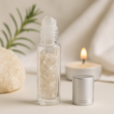 Bottiglia Roll-On Olio Essenziale Quarzo di Roccia Tappo Argento