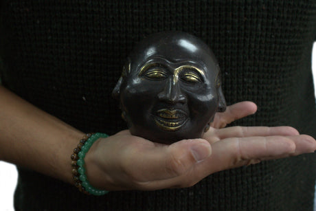 Feng Shui fireansigtet Buddha messing statue 10 cm
