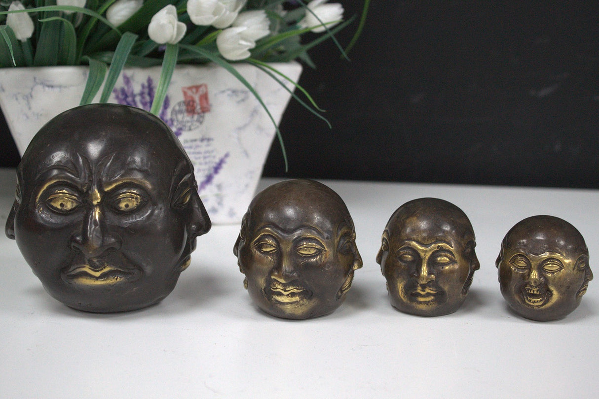 Feng Shui Four Face Buddha Brass Statue 10cm