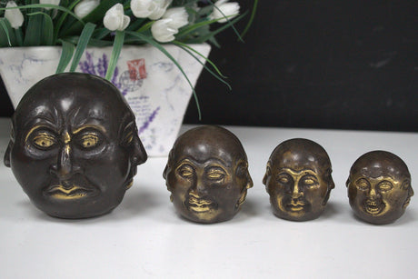 Feng Shui fireansigtet Buddha messing statue 10 cm
