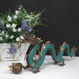 Feng Shui Brass Dragon Statue With Ball - 27cm