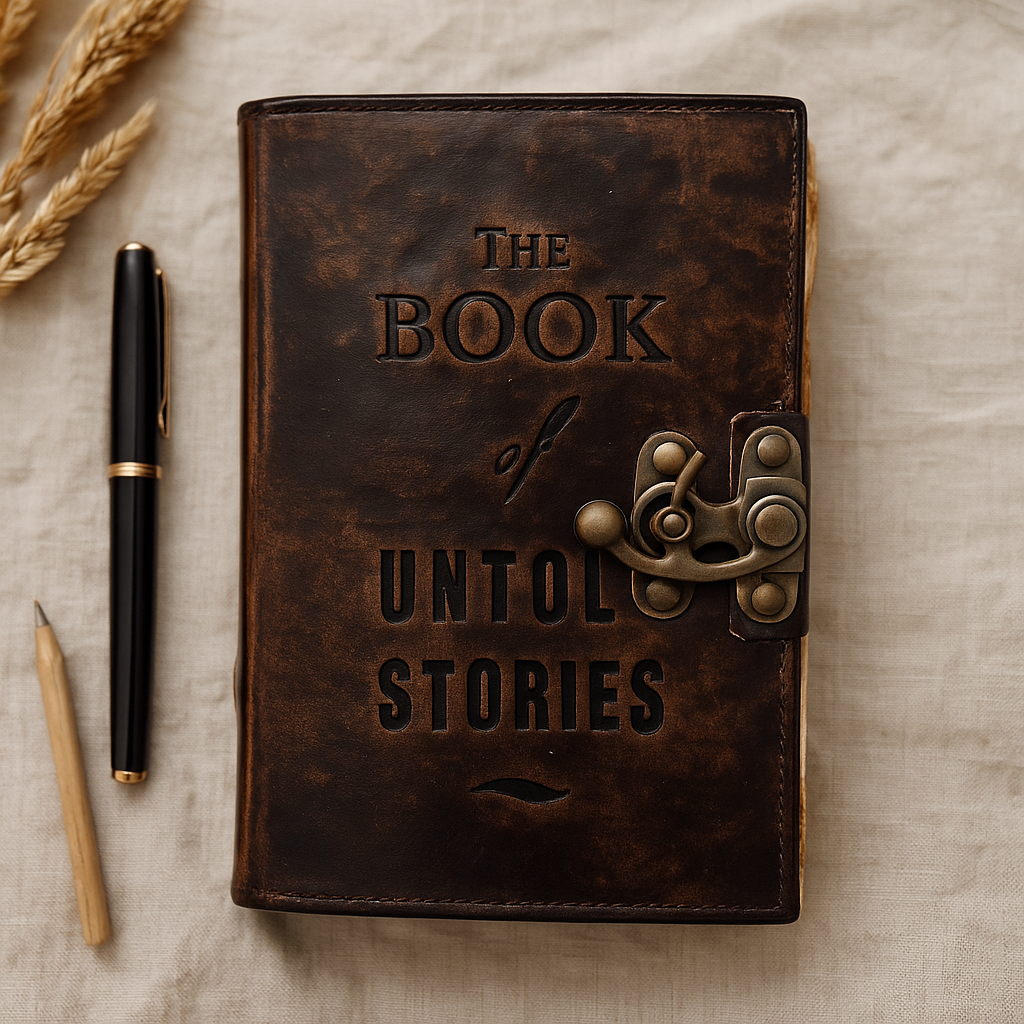 Leather Journal with Clasp, Deckled Pages, 15x10cm