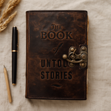 Leather Journal with Clasp, Deckled Pages, 15x10cm