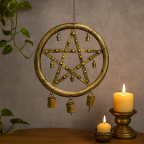 Indian Metal Star Cowbell Wind Chime 25x49cm
