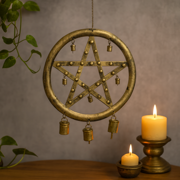 Indian Metal Star Cowbell Wind Chime 25x49cm