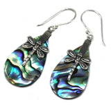 Oorbellen van sterling zilver, paar libelle van abalone schelp