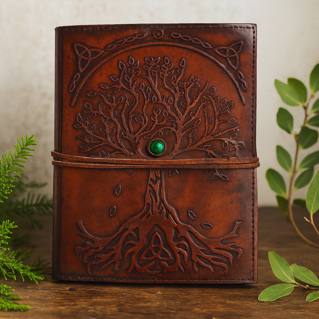 Celtic Tree of Life Embossed Leather Journal 20x16cm