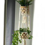 Macramé Planteophæng Til To Potteplanter