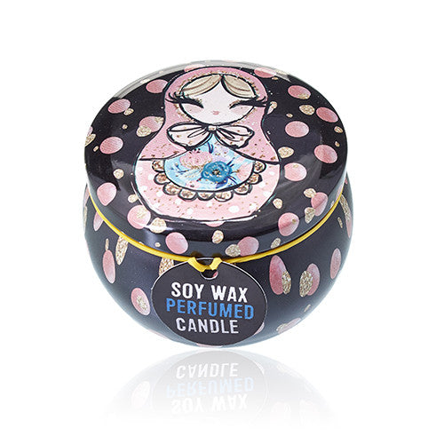 Scented Soy Tin Candle, Russian Dolls Dolly Blue