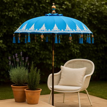 Ombrellone da Giardino Balinese in Cotone Turchese 1,5m