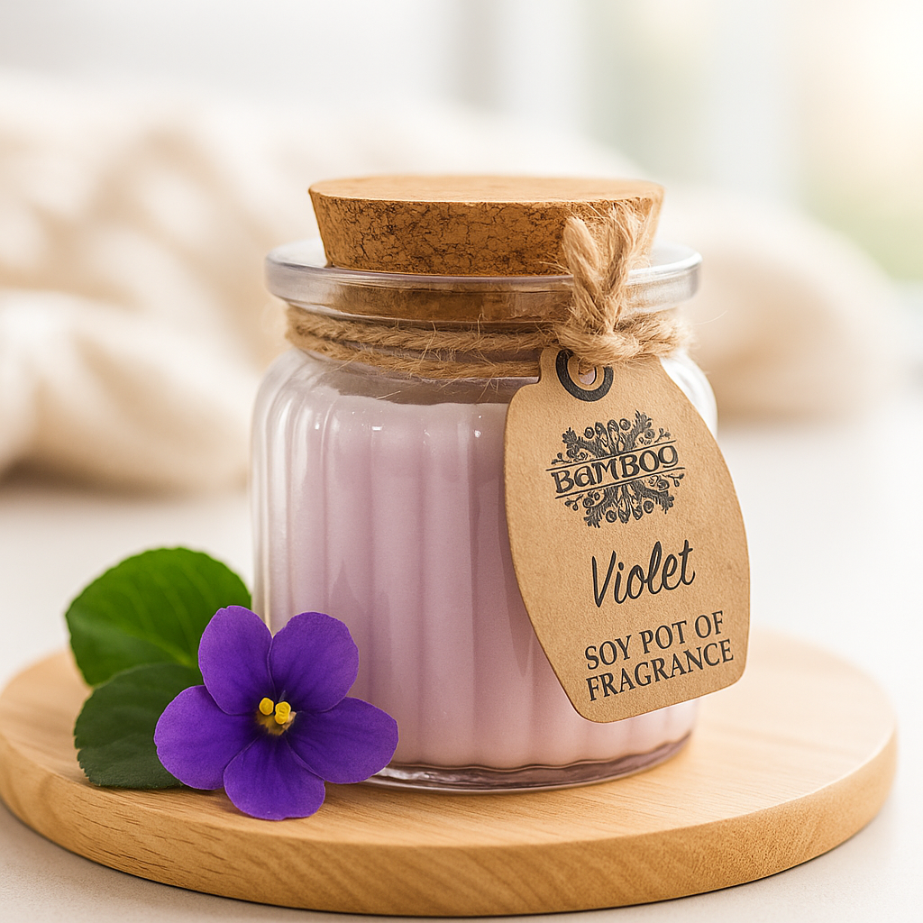 Sójové voskové vonné sviečky v skle, fialové 2 kusy