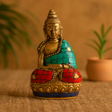 Figura de Buda de latón - Manos arriba - 7,5 cm