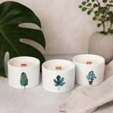 Vela perfumada de cera de soja de jardín japonés, mecha de madera