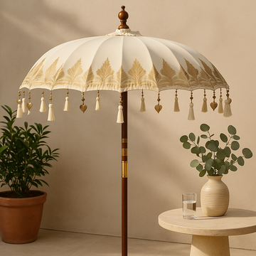 Ombrellone da Patio Balinese Avorio 1,5m Parasole da Giardino