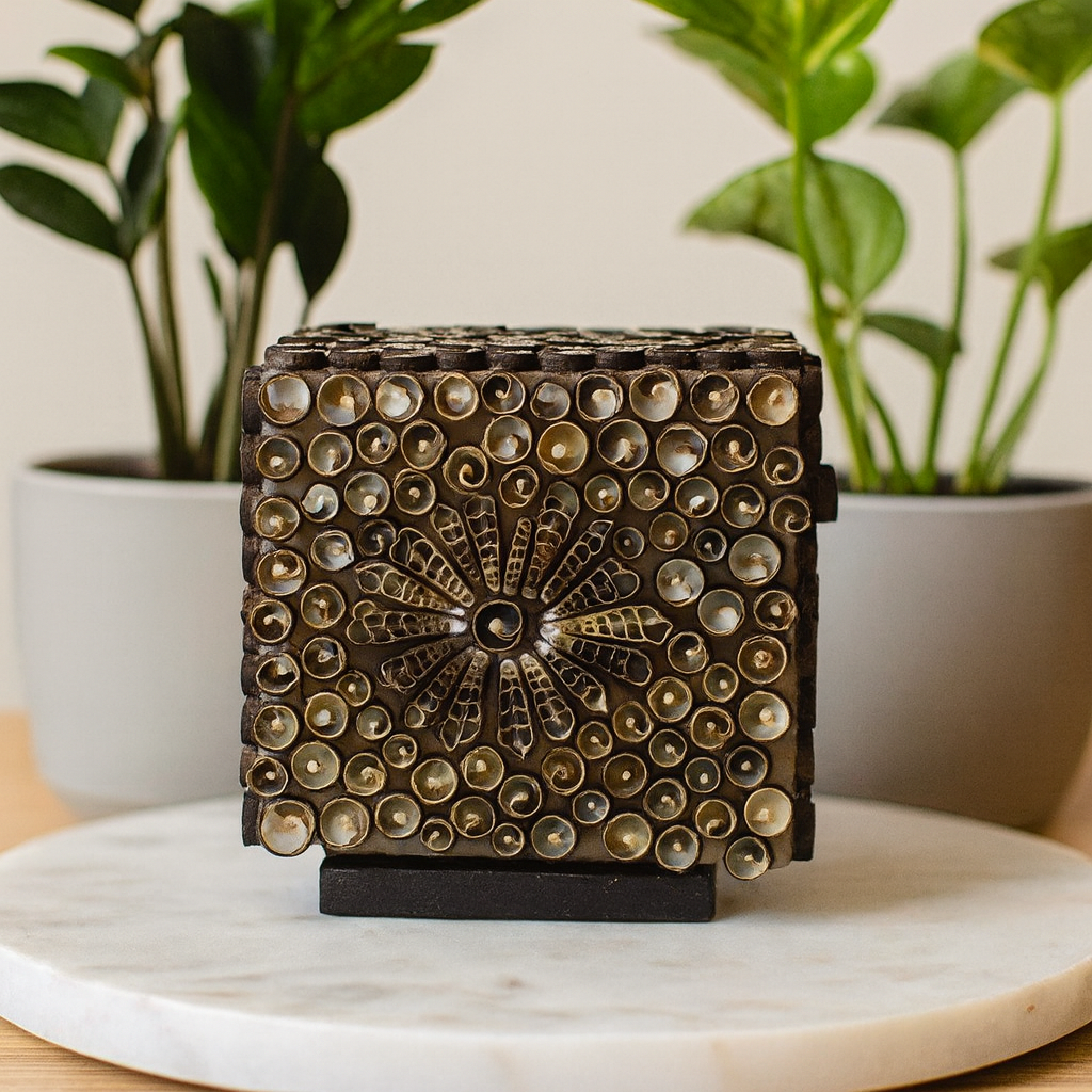Seashell Lamp, Chocolate Twist 15cm Square
