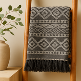 Throw Blanket Boho Grey Geometric 125x150cm