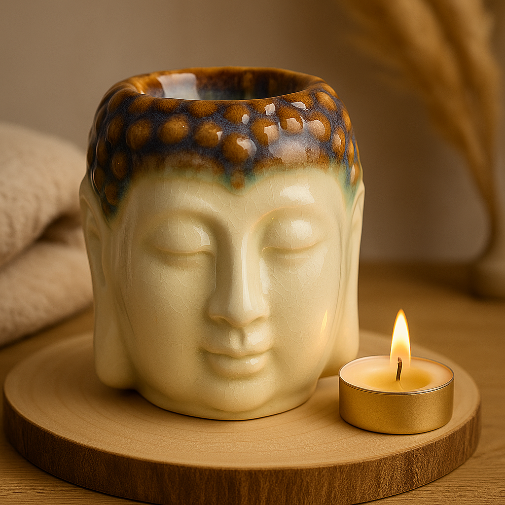Buddha oljebrännare vaxsmältare - elfenbensmint