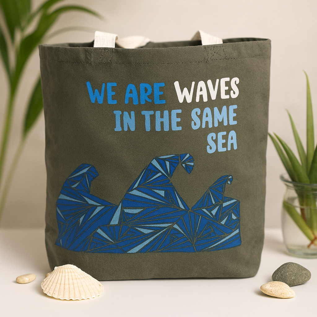 Katoenen draagtas, grijs We Are Waves