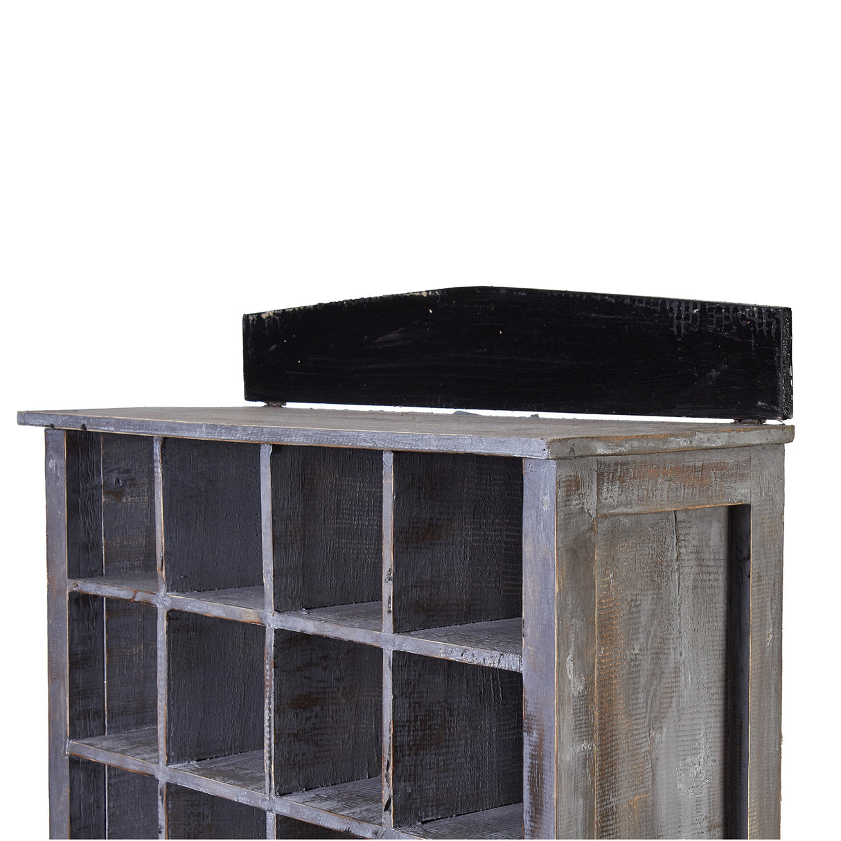 Opbergkast met display grijs gewassen verweerd hout