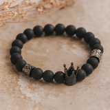 Pulsera elástica con cuentas de ágata negra