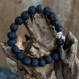 Brățară Mala Buddha Rudraksha, închisă la culoare