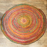 Okrugli tepih od jute i recikliranog pamuka 150 cm