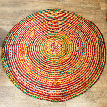 Alfombra redonda de yute y algodón reciclado de 150 cm